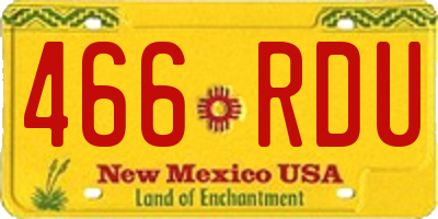 NM license plate 466RDU