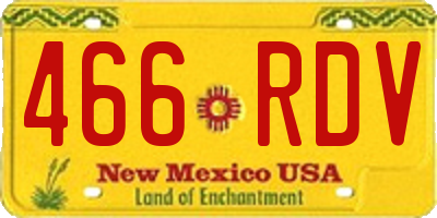NM license plate 466RDV
