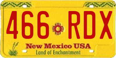 NM license plate 466RDX