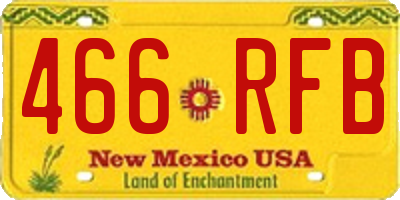 NM license plate 466RFB