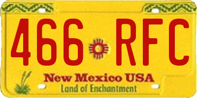 NM license plate 466RFC