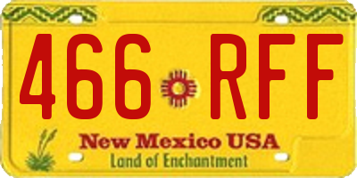 NM license plate 466RFF