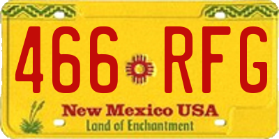 NM license plate 466RFG