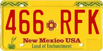 NM license plate 466RFK