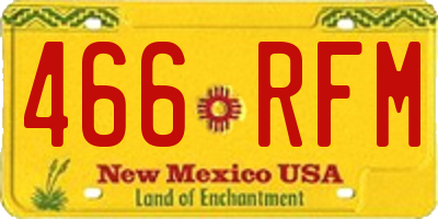 NM license plate 466RFM