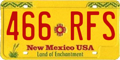 NM license plate 466RFS