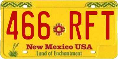 NM license plate 466RFT