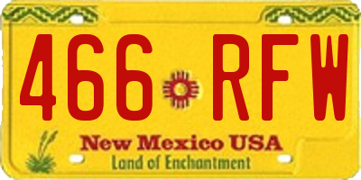 NM license plate 466RFW