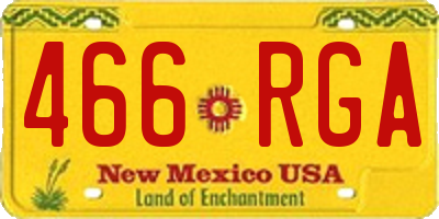 NM license plate 466RGA