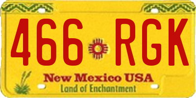 NM license plate 466RGK