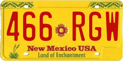 NM license plate 466RGW
