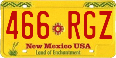 NM license plate 466RGZ