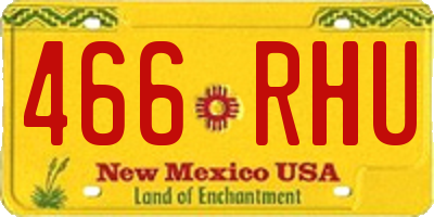 NM license plate 466RHU