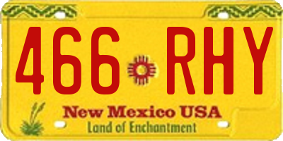NM license plate 466RHY