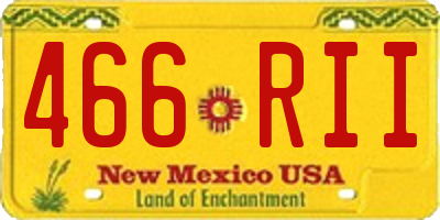 NM license plate 466RII