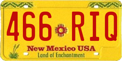 NM license plate 466RIQ