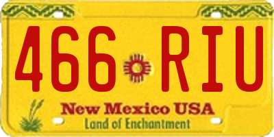 NM license plate 466RIU