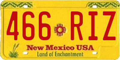 NM license plate 466RIZ