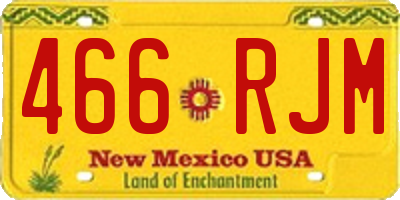 NM license plate 466RJM