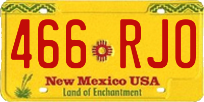 NM license plate 466RJO