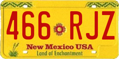 NM license plate 466RJZ