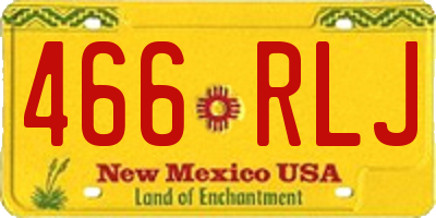 NM license plate 466RLJ