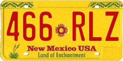 NM license plate 466RLZ