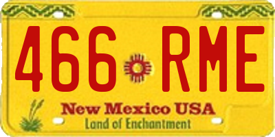 NM license plate 466RME