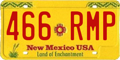 NM license plate 466RMP