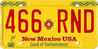 NM license plate 466RND