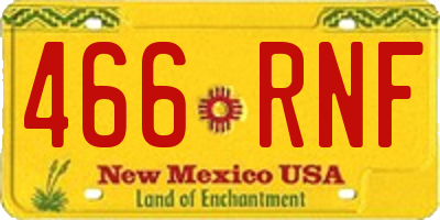 NM license plate 466RNF