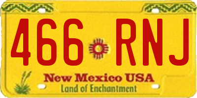 NM license plate 466RNJ