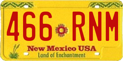 NM license plate 466RNM