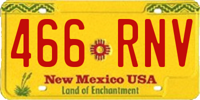 NM license plate 466RNV
