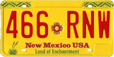 NM license plate 466RNW