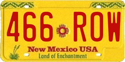 NM license plate 466ROW