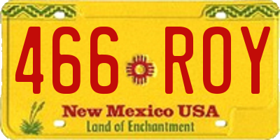 NM license plate 466ROY