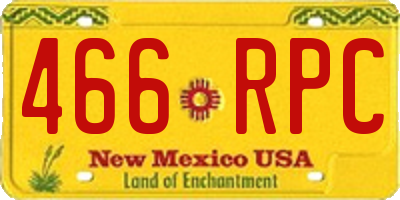 NM license plate 466RPC