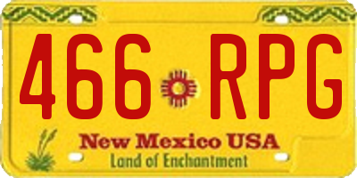 NM license plate 466RPG