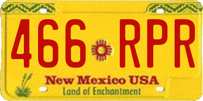 NM license plate 466RPR