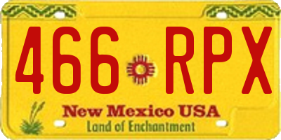 NM license plate 466RPX