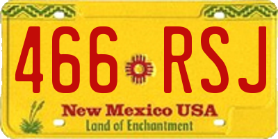 NM license plate 466RSJ