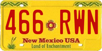 NM license plate 466RWN