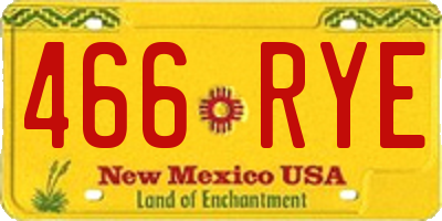 NM license plate 466RYE