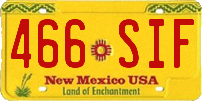 NM license plate 466SIF