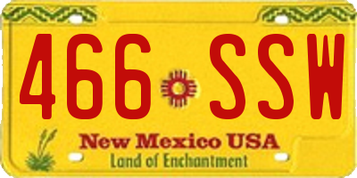 NM license plate 466SSW
