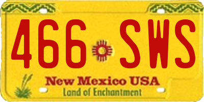NM license plate 466SWS