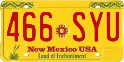 NM license plate 466SYU