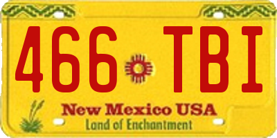 NM license plate 466TBI