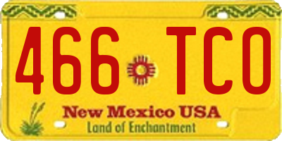 NM license plate 466TCO